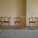 Set of 6 sculptural vintage bamboo dining chairs, modern Danish design, made in the 1960s.