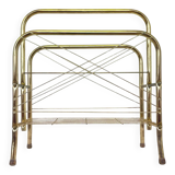 Présentoir à journaux/revues en métal doré des années 1980