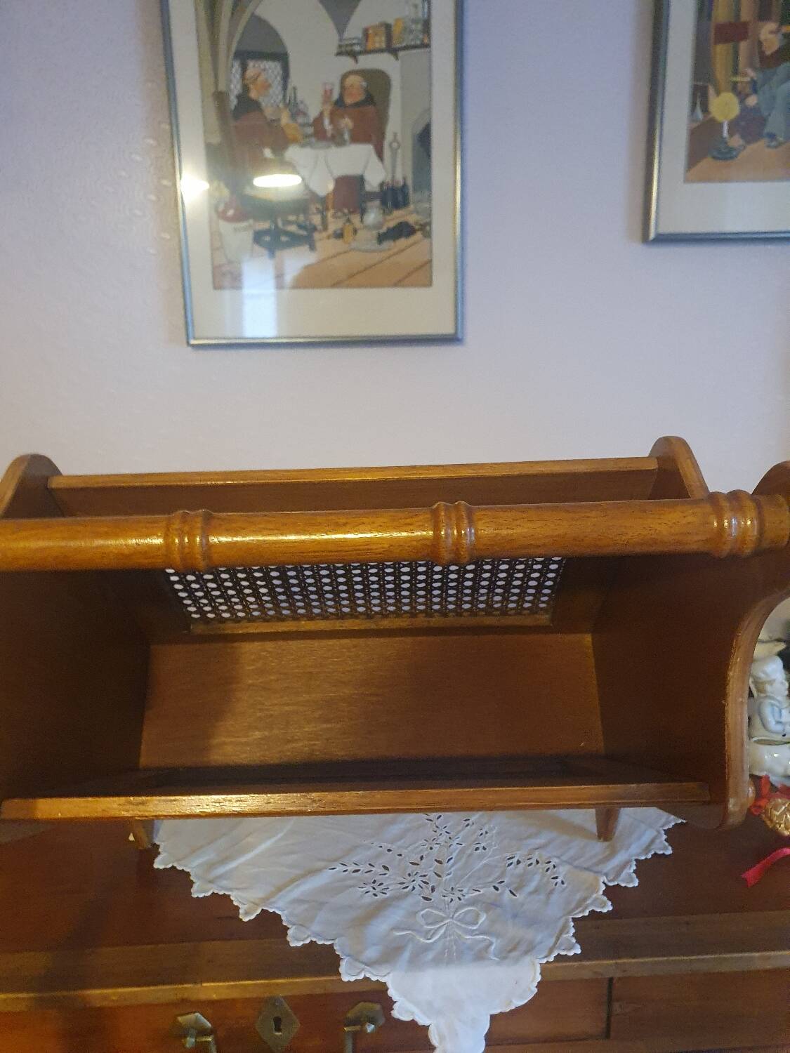 Vintage cane magazine rack