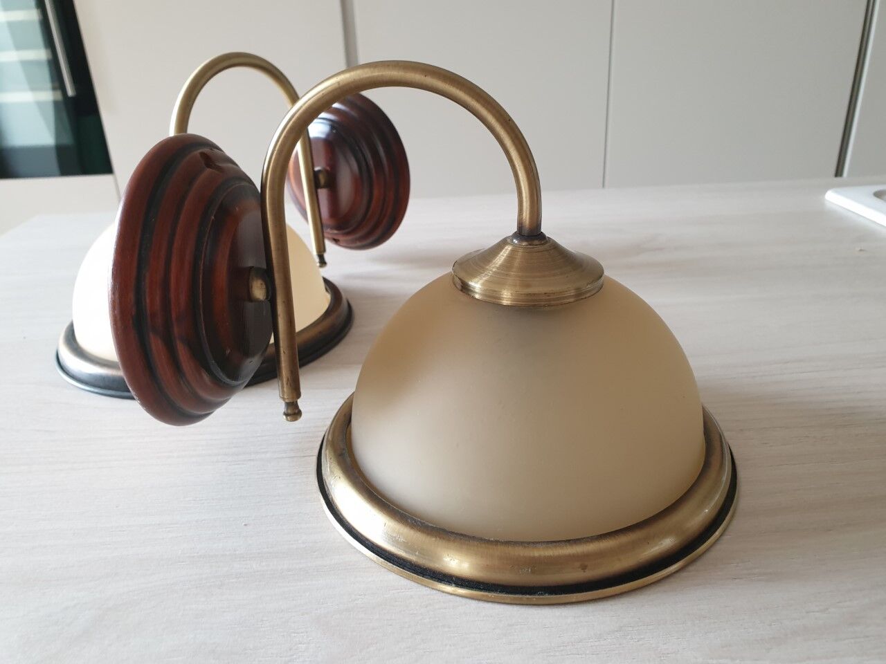 Pair of opaline wall lamps