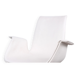 Danish armchair in White Leather and Steel, model FK 6725 or "Tulip chair" by Preben Fabricius.