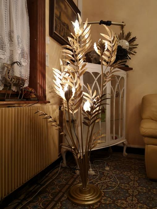 Hans Kogl gold metal lamppost 1960 1970 vintage