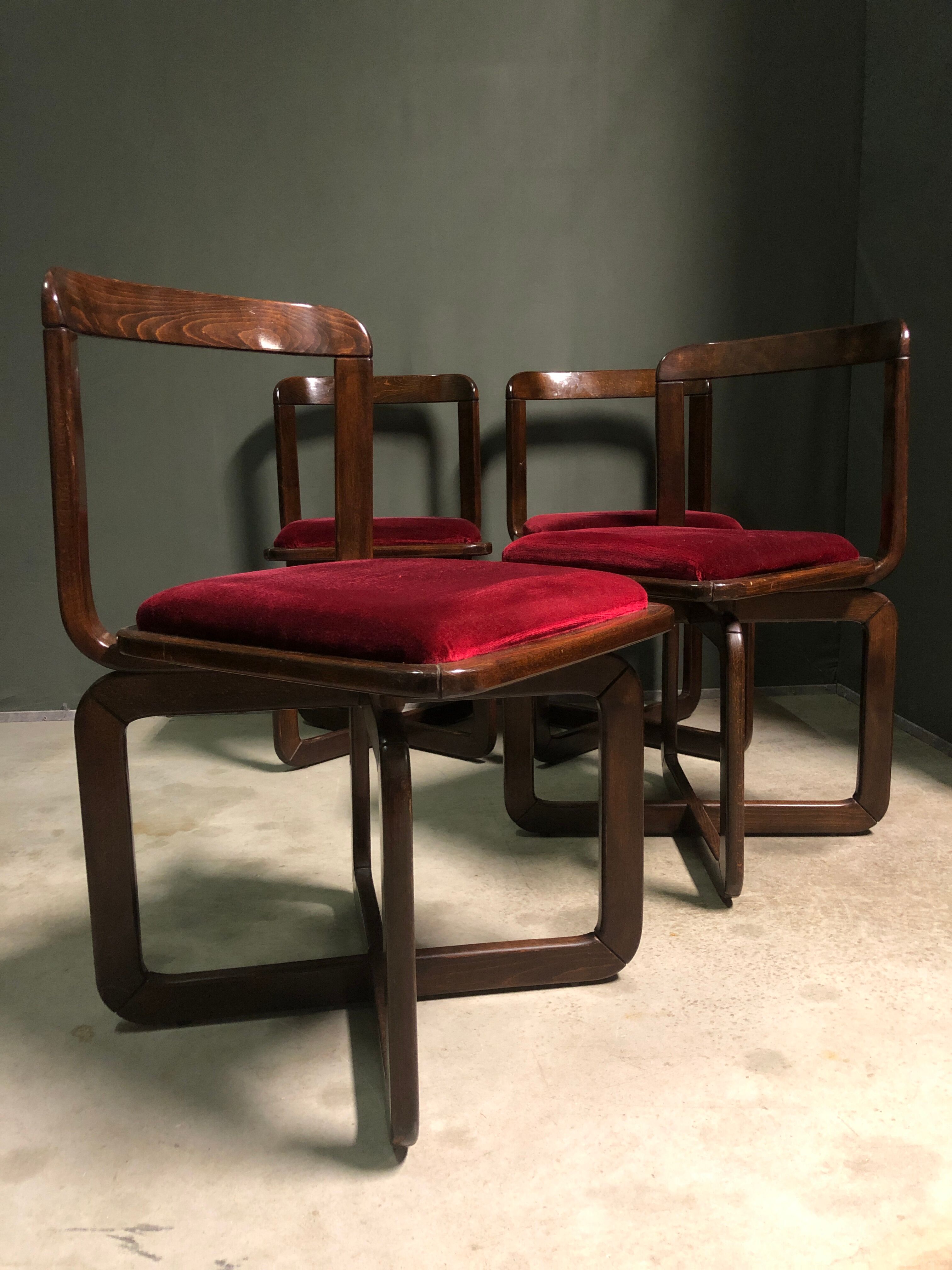 Set of 4 base italian dining chair's 1960