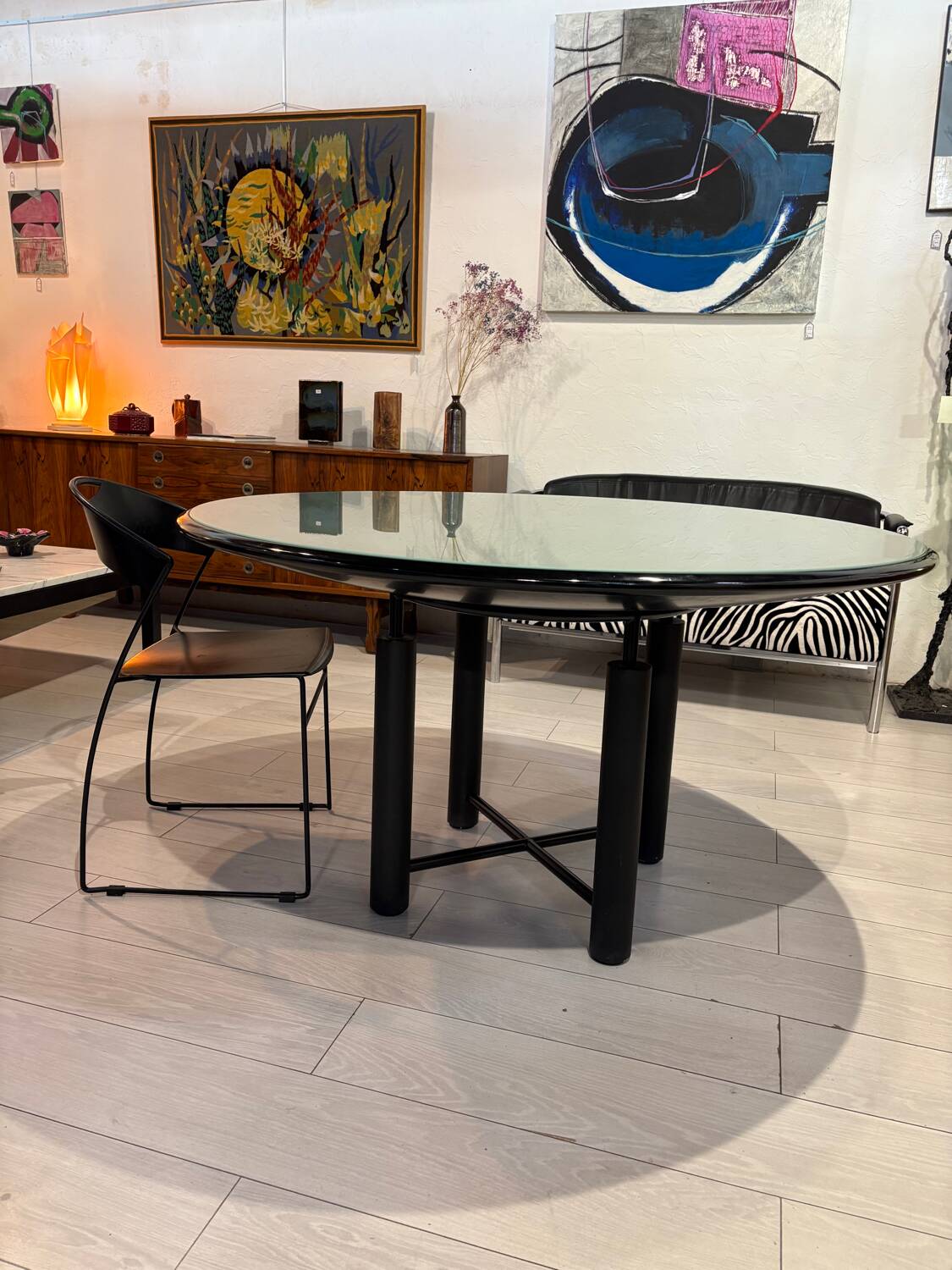 Glass dining table, 1980