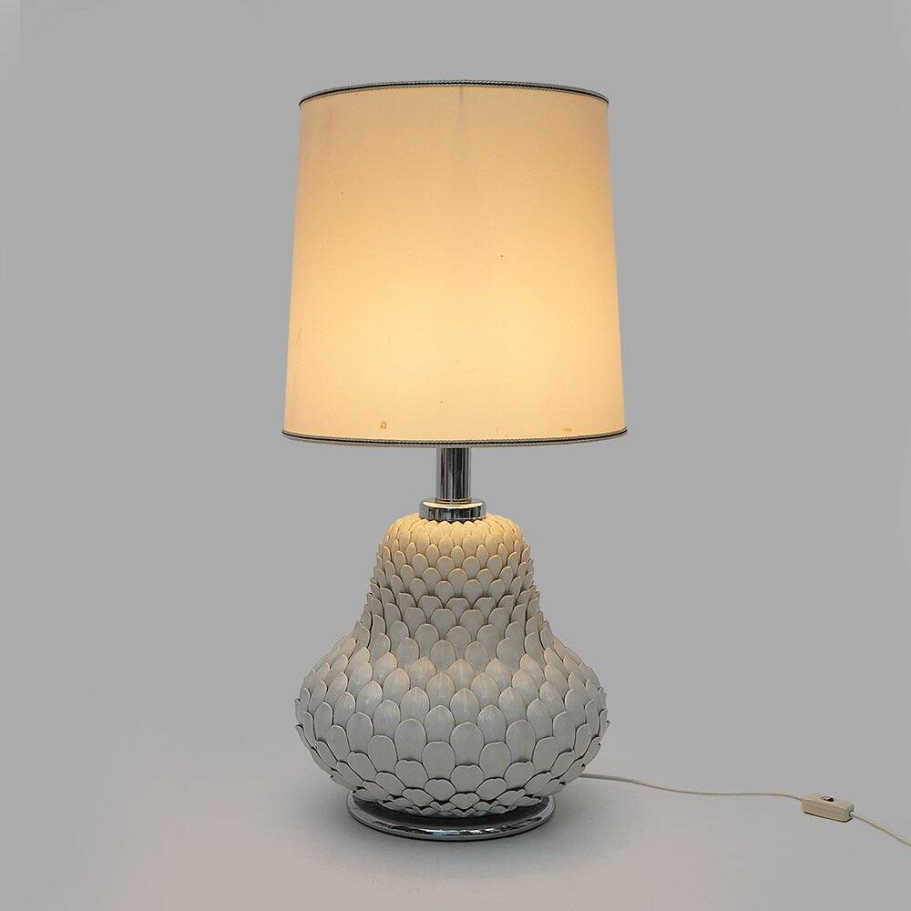 Artichoke table lamp in white ceramic, 1970s