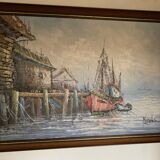 Painting of boats in the port by Florence