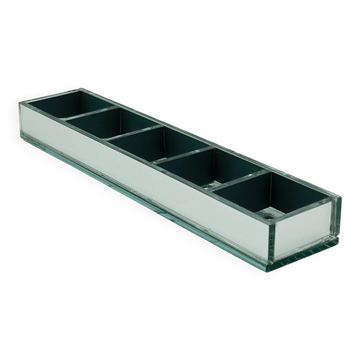 Vintage mirrored glass platter with 5 compartments.
