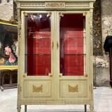 Louis xvi style showcase in rechampie wood and gilded bronzes from the napoleon iii period