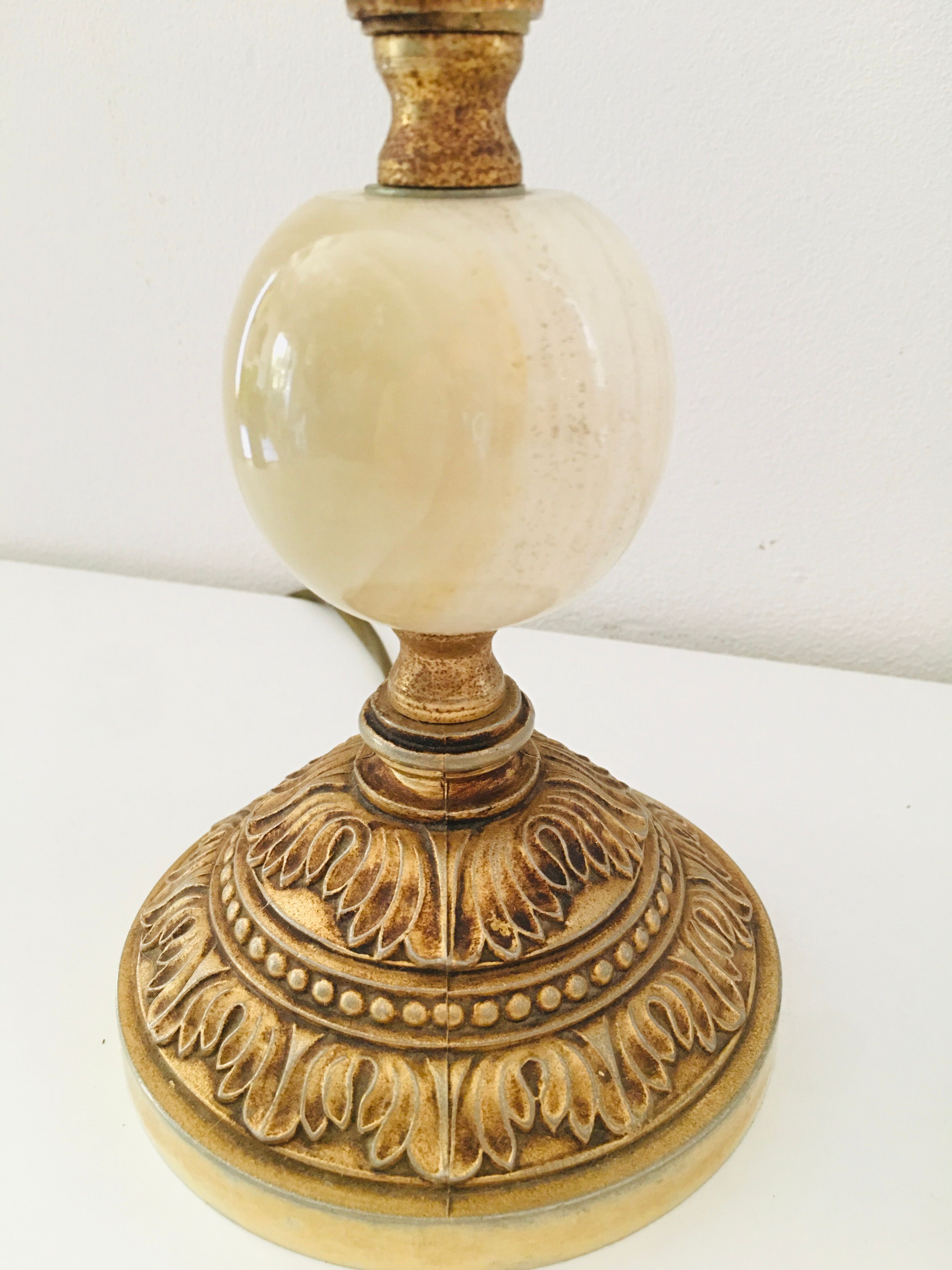 Set of 2 feet of marble brass lamp