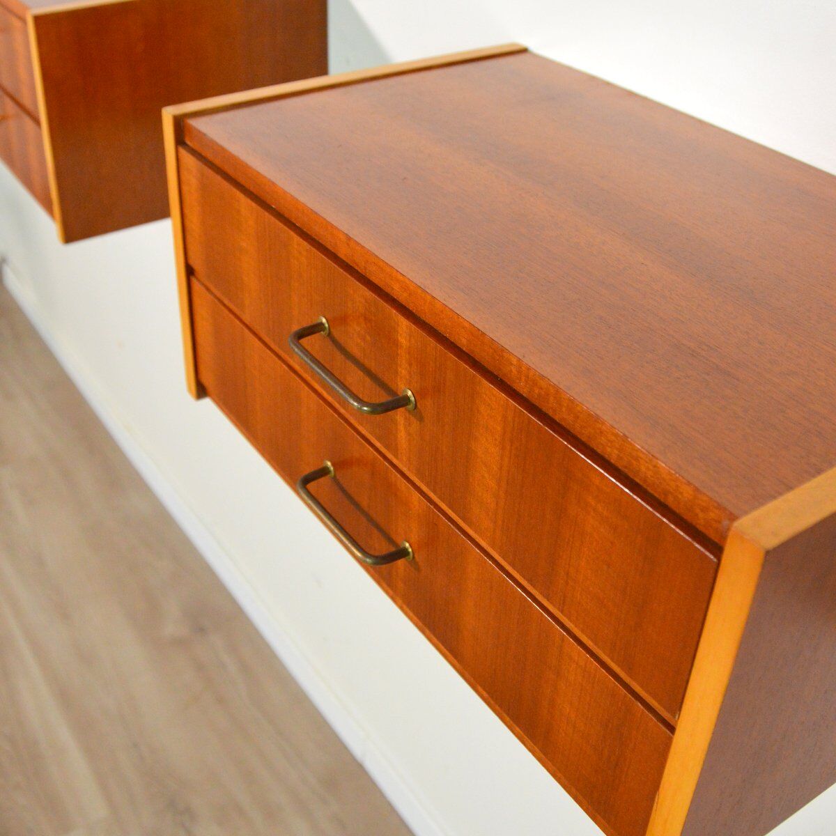 Pair of suspended bedside tables 1950s