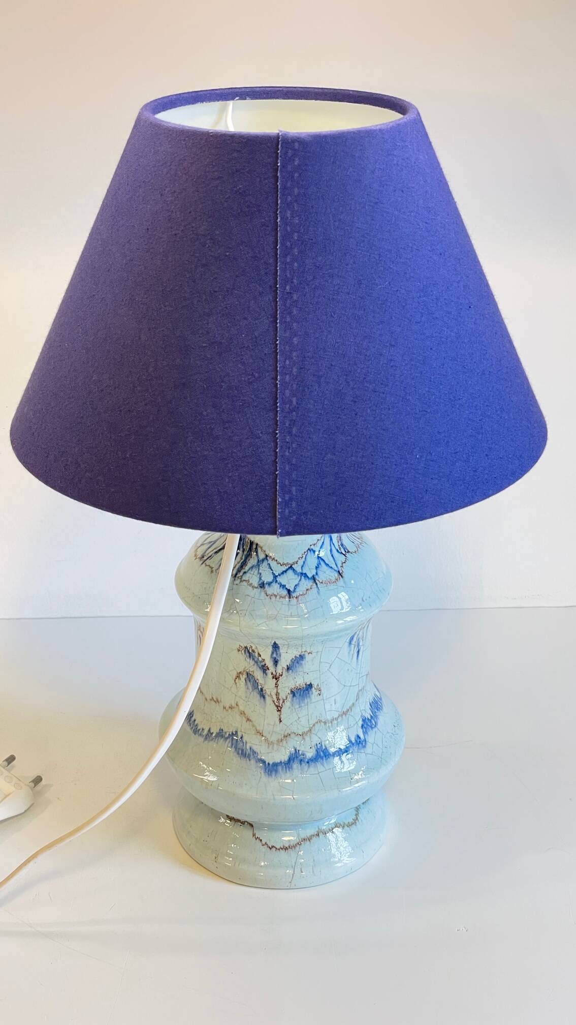 Lampe céramique bleue océan