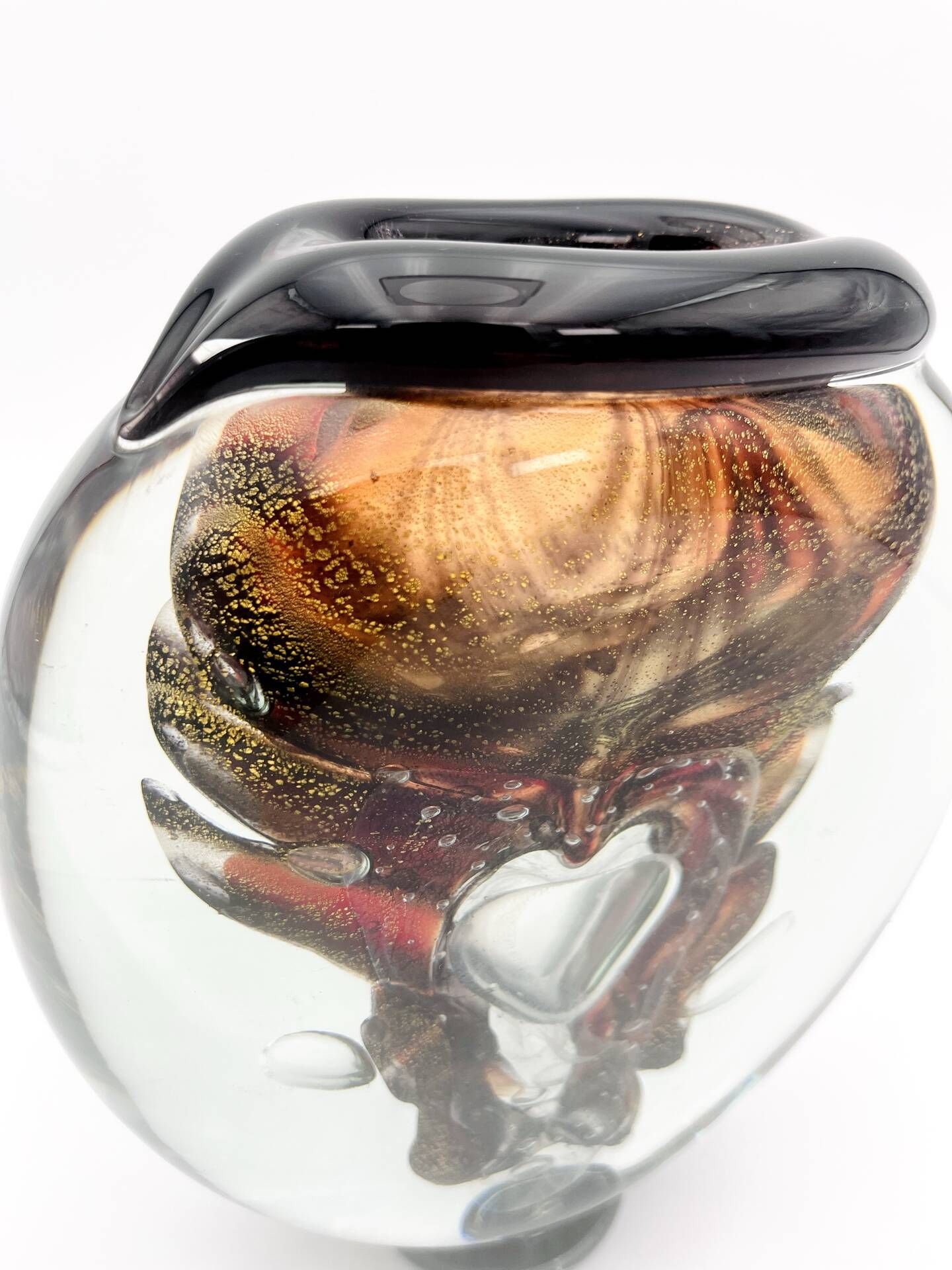Sculptural Vase Robert Pierini Studio Glass 1994 Signed - Copper & Gold