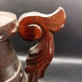Carved wood amphora vase varnished