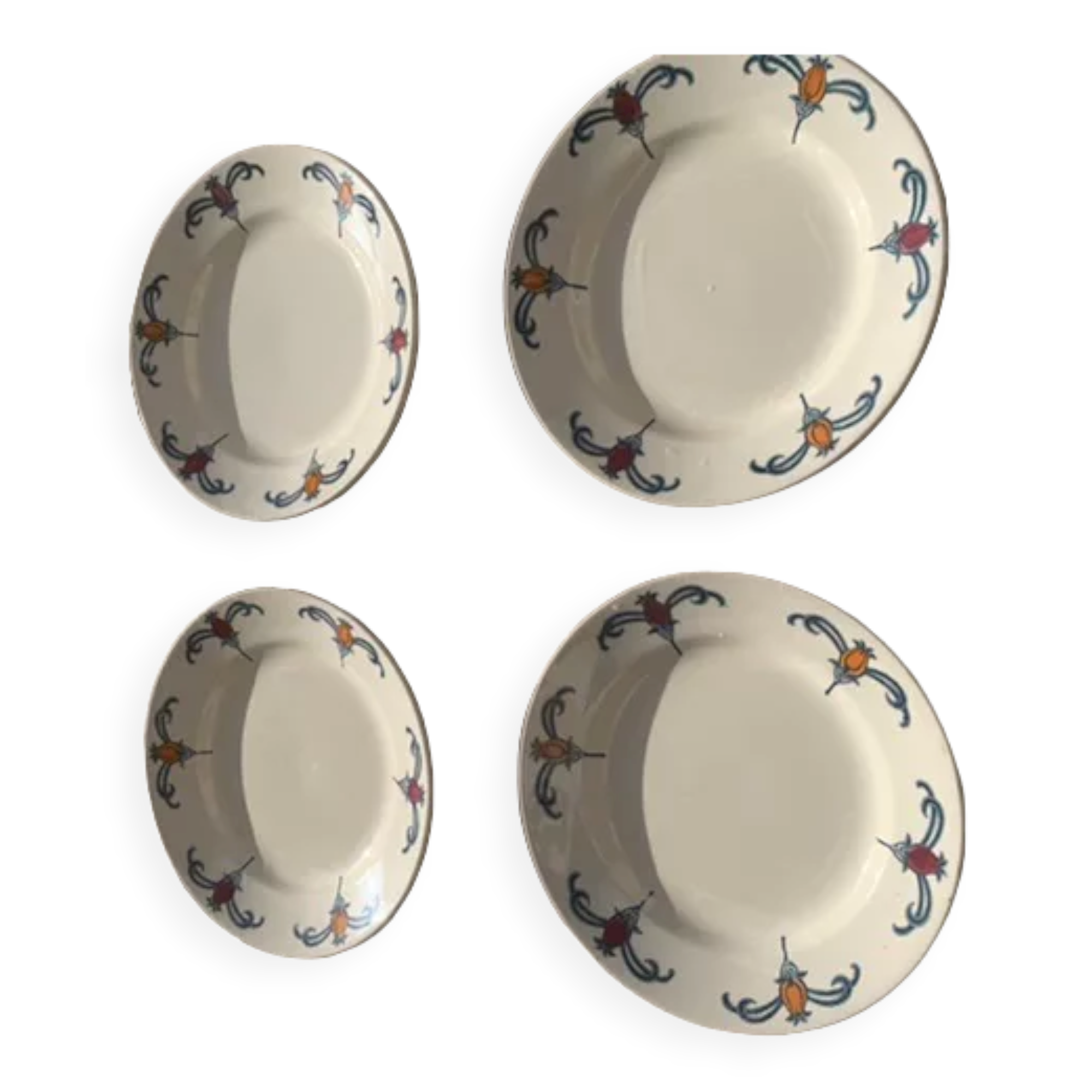 4 flat plates longchamp iron earth model Suzy art deco