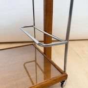 Art Deco serving trolley in oak, chrome & glass, France, 1930