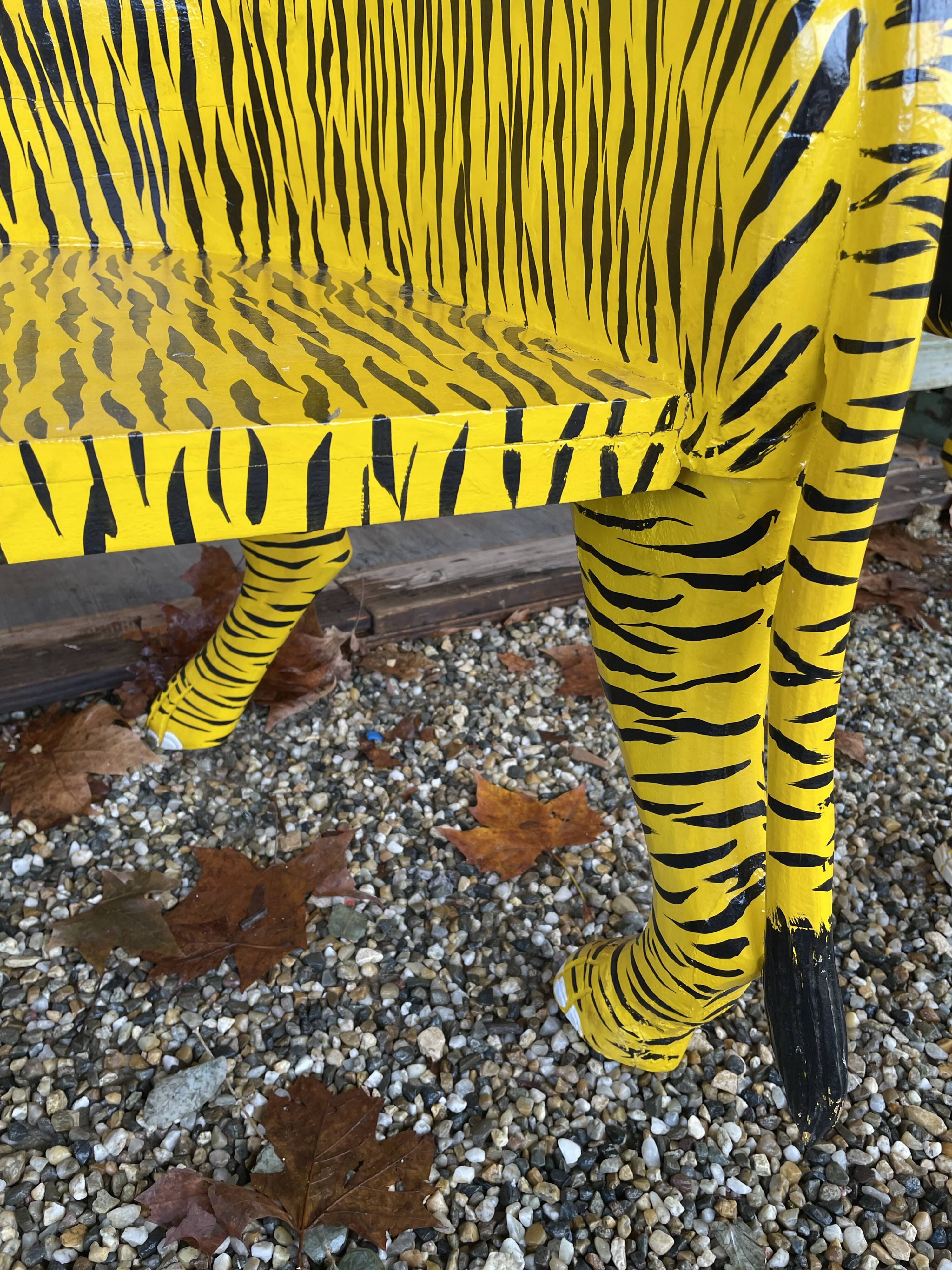 Painted wooden tiger chair