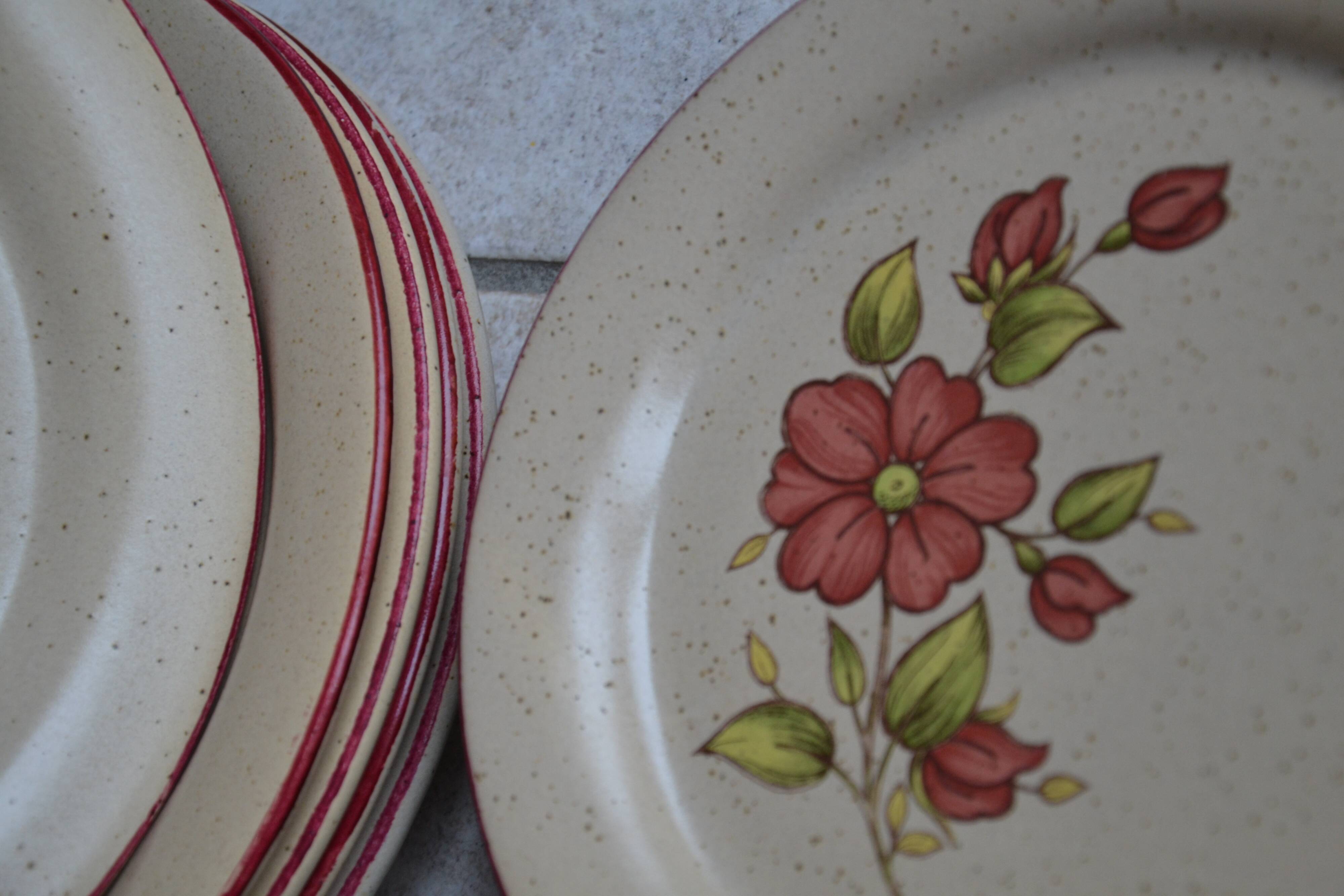 Set of pink earthenware plates Saint-Amand model Charme