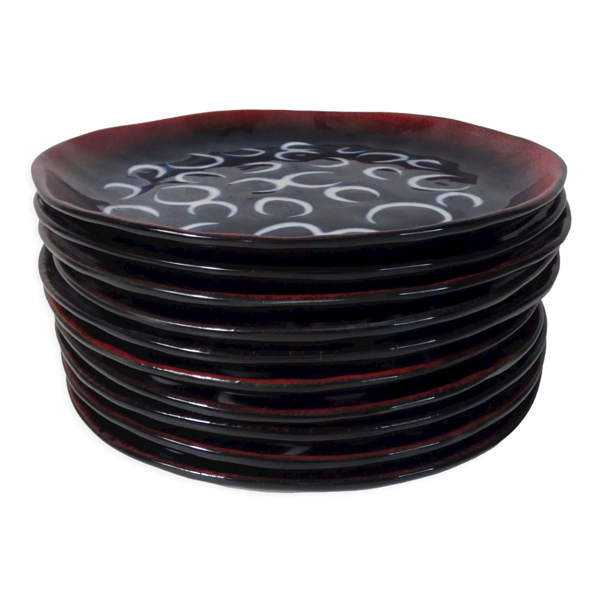 11 flat plates ceramic Moon