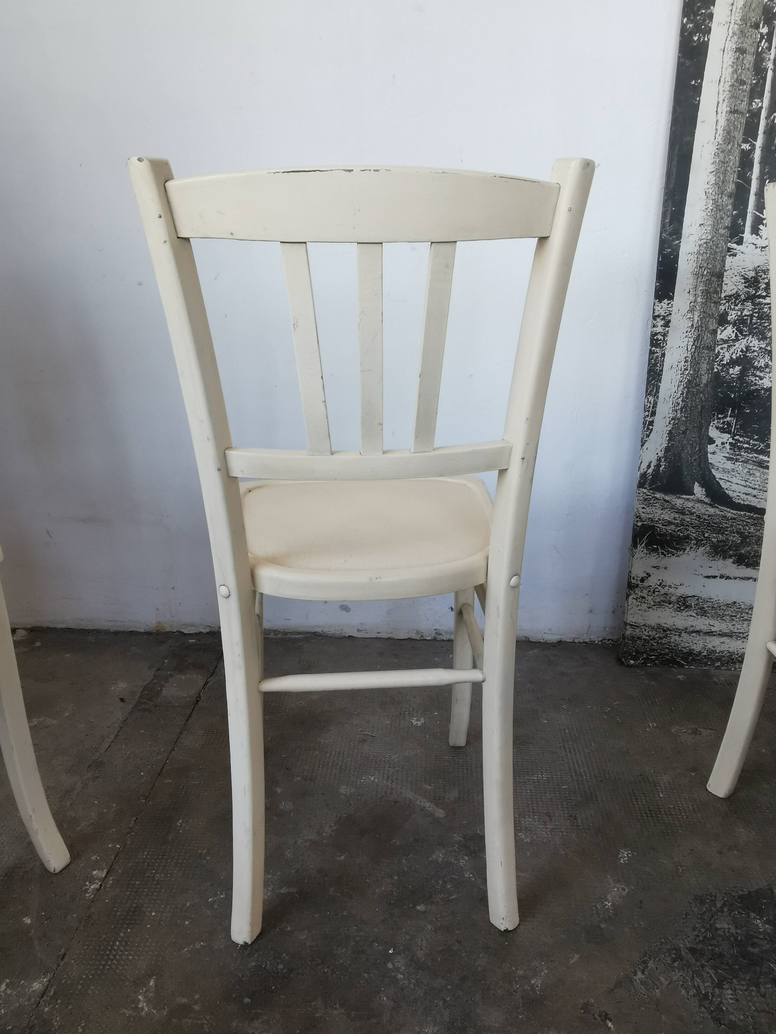 Set de 6 chaises bistrot vintages blanches