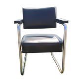 Black office armchair photo industrial wear tubular frame. sled feet. 82x47x50