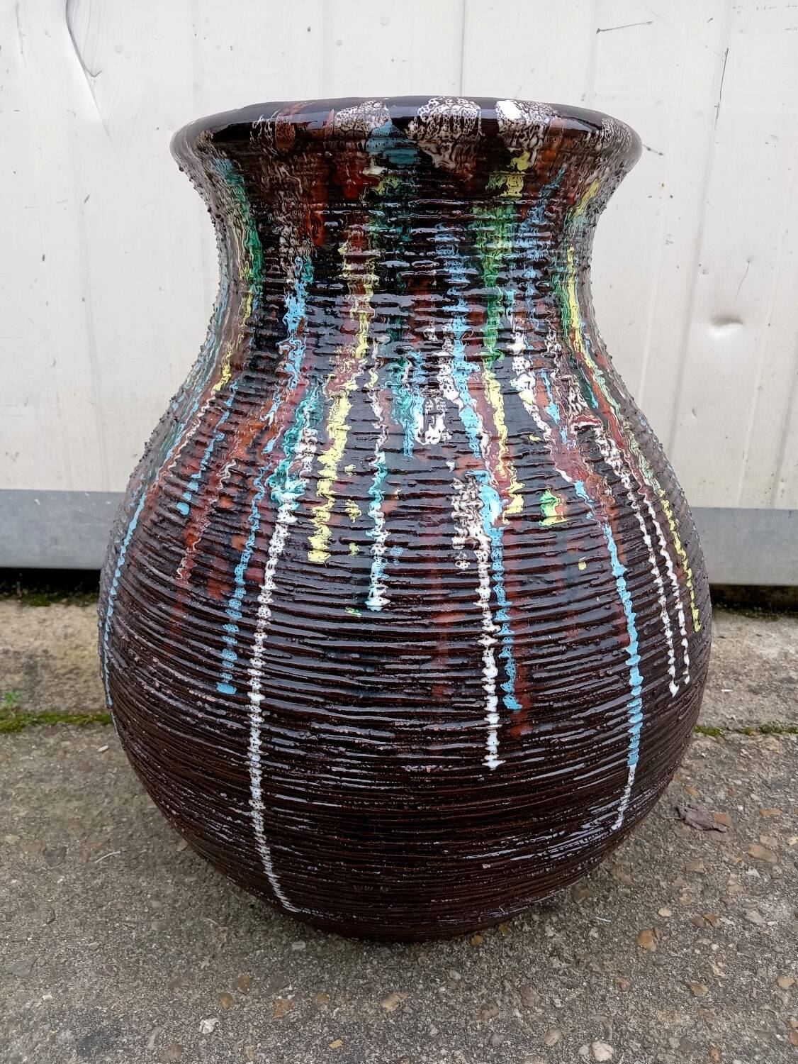 Old vintage ceramic flower pot