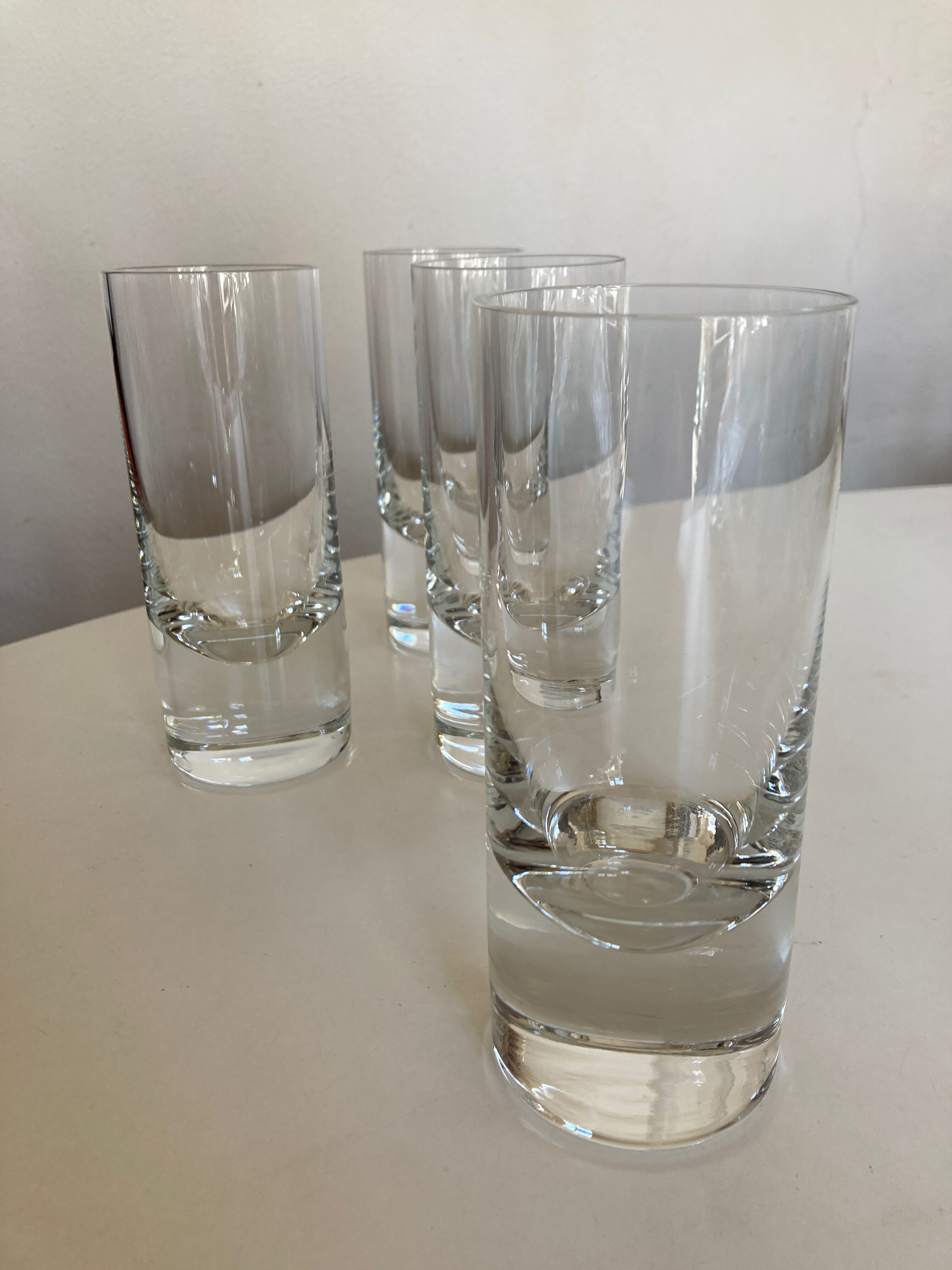 Set of 4 glass cups XL high ball 1970 in half crystal