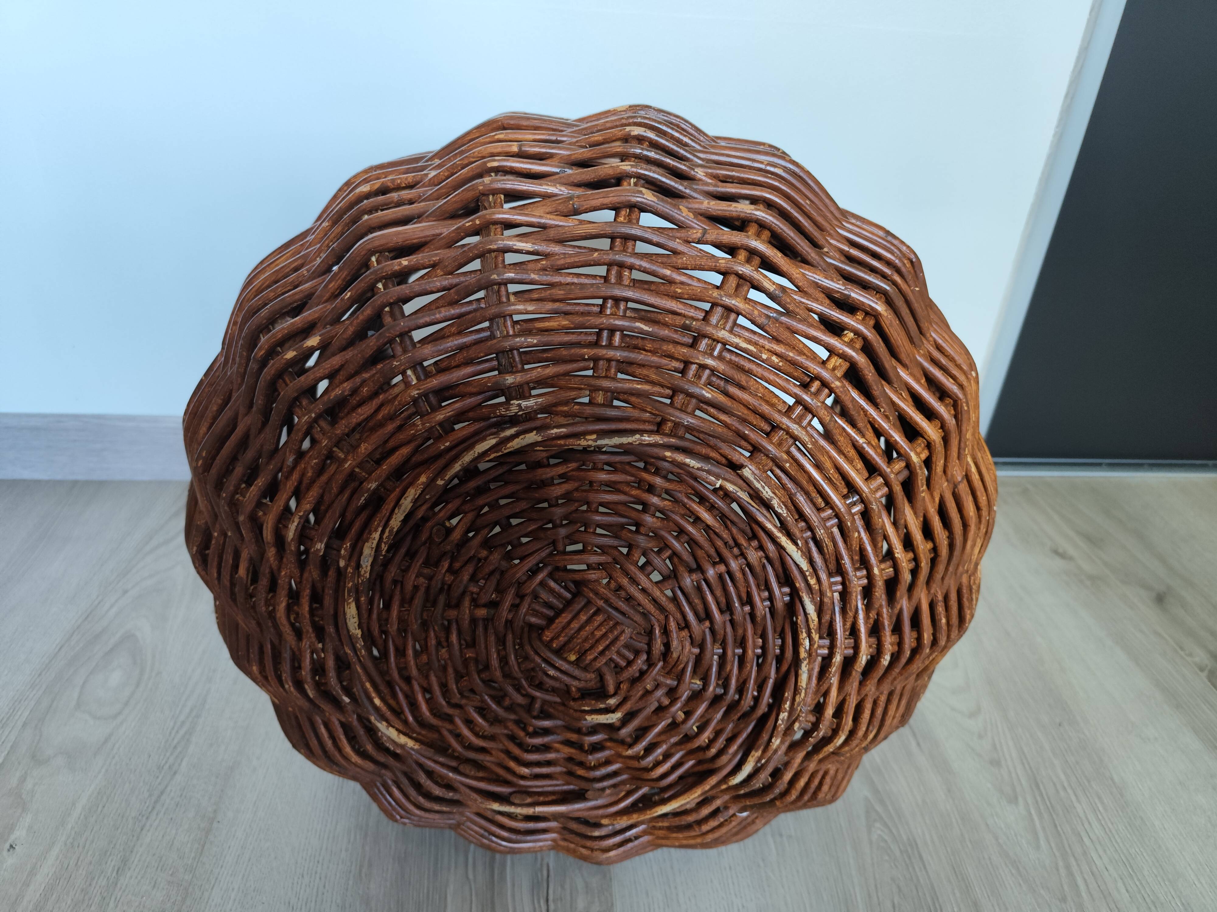 Vintage rattan planter basket