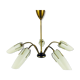Mid century modern 5-arm opaline glass chandelier, 1950s
