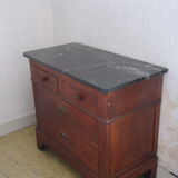 Commode  Louis Philippe en chêne foncé et marbre noir