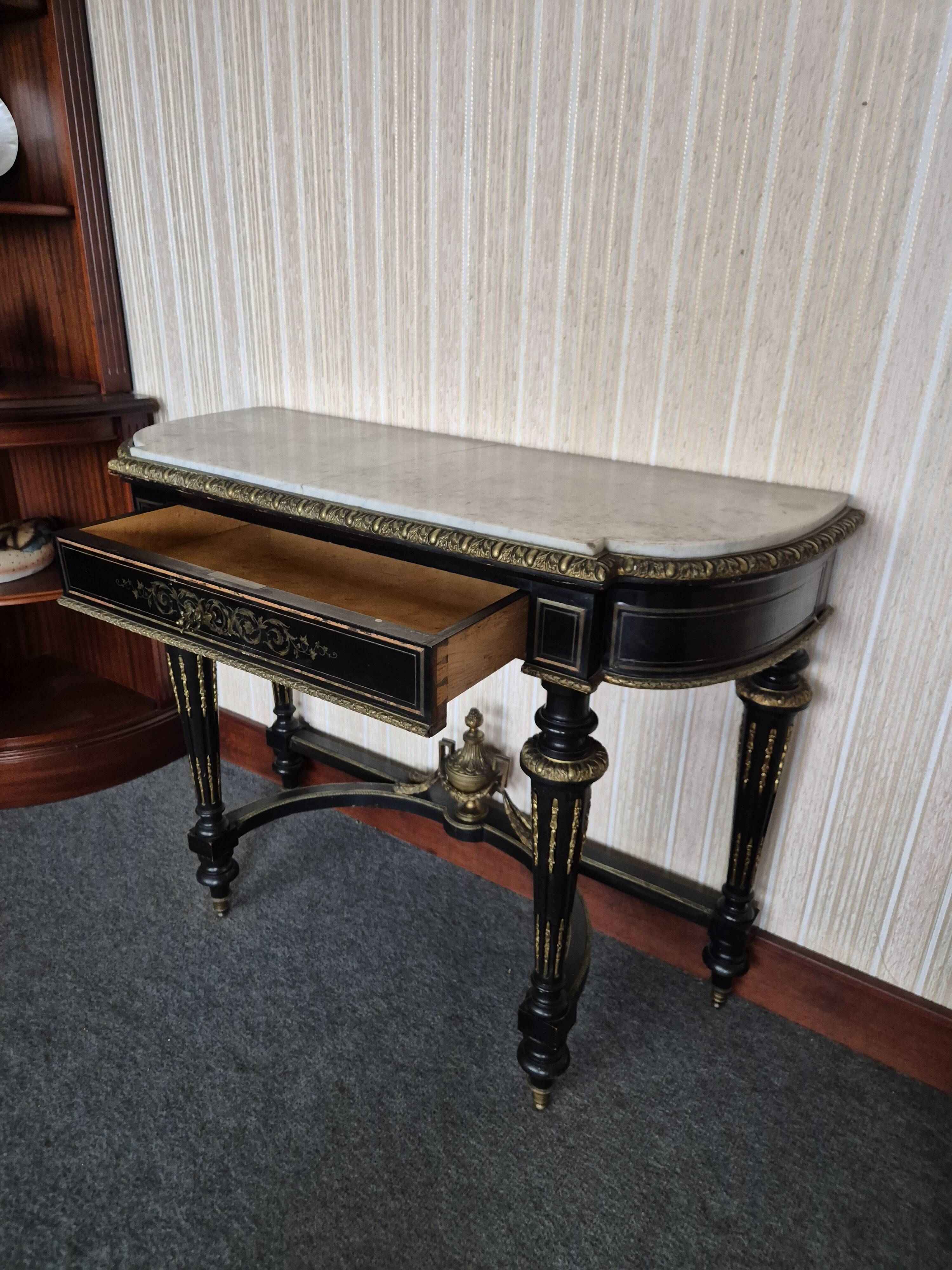 Console - marble, brass and wood