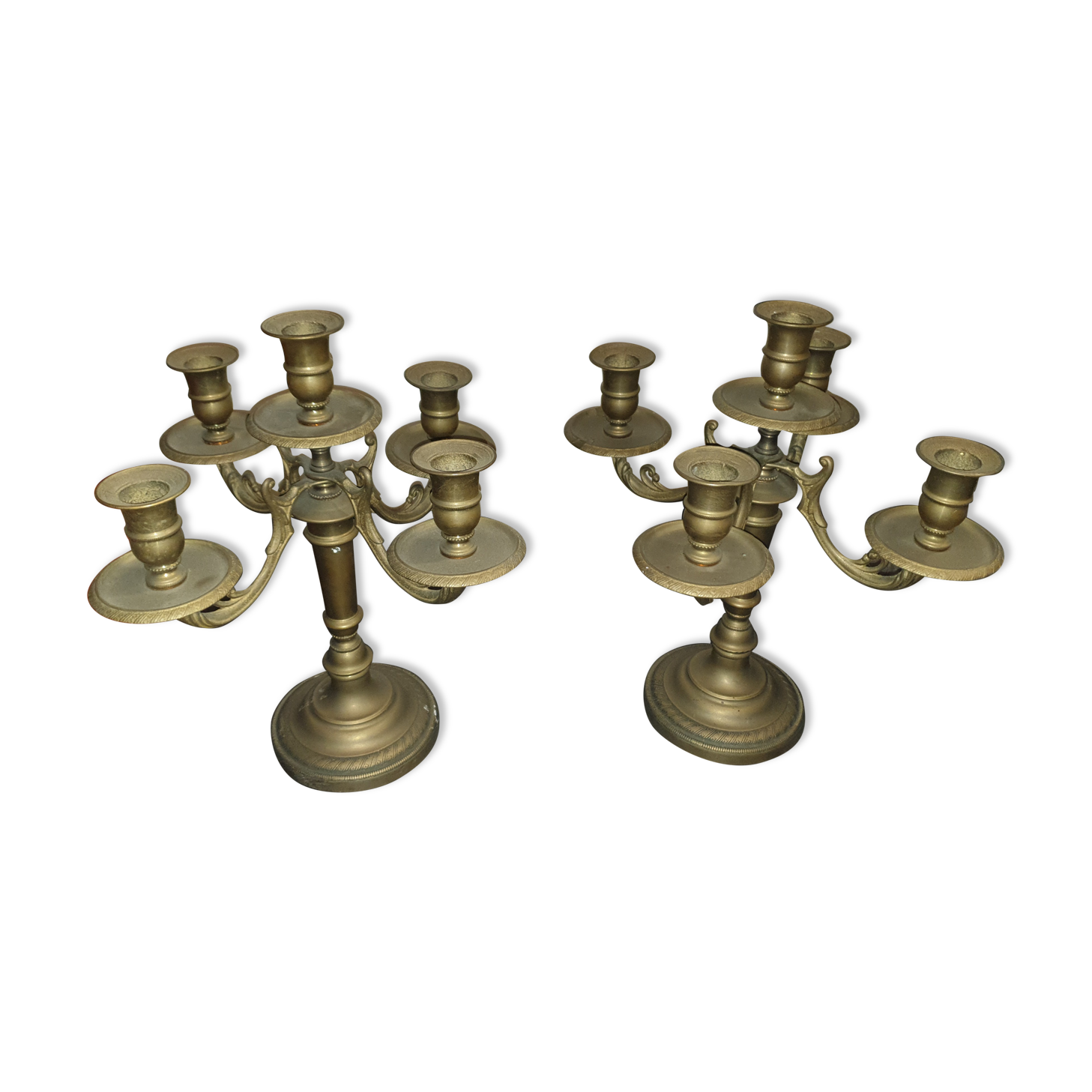 Pair of candlesticks candlesticks candelabres golden brass