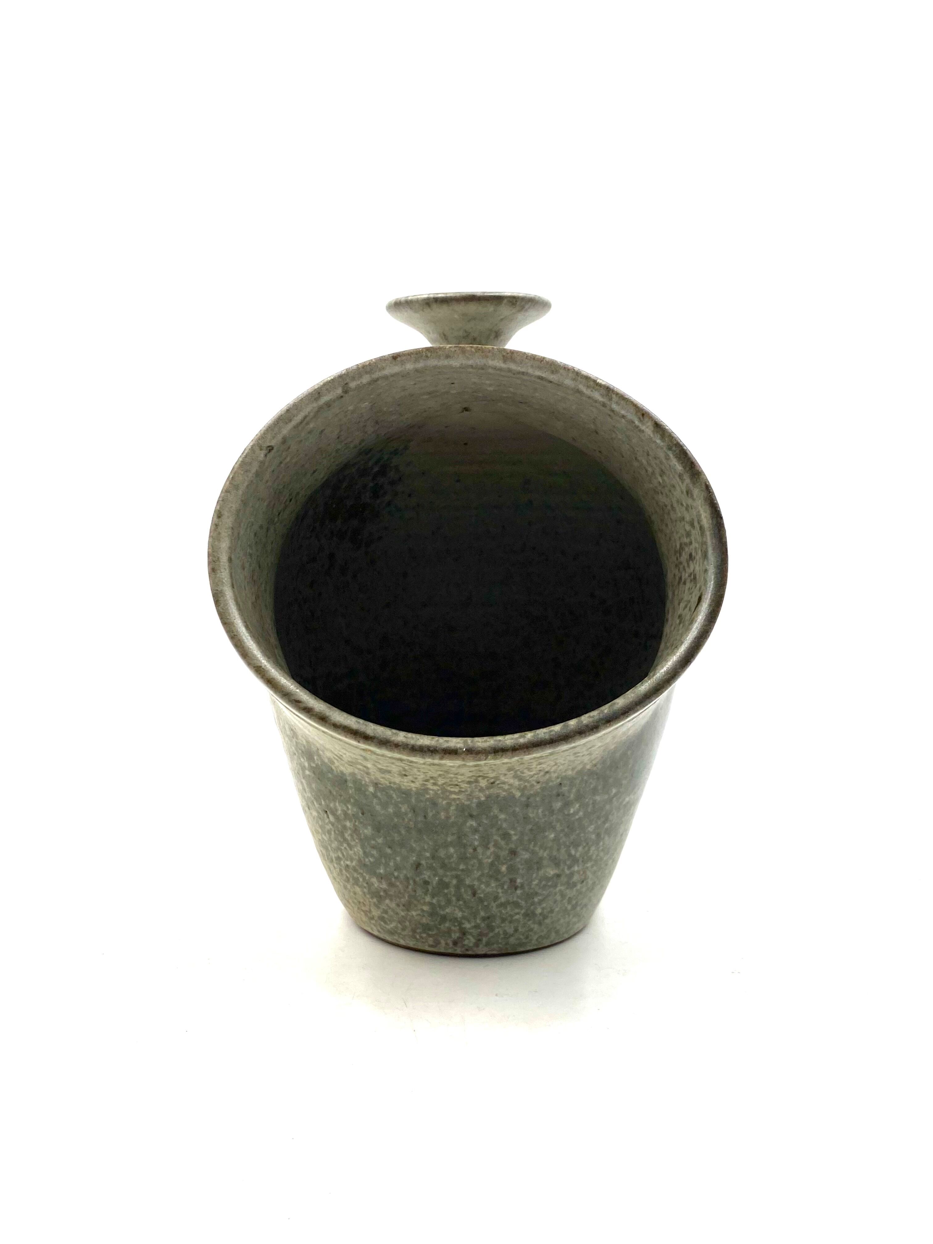 Organic green ceramic vase, France 1960s