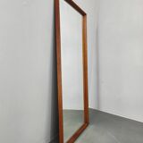 Danish Mid Century Teak Wall Mirror, Minimalist Frame, 1960s