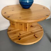 Table d’appoint bout de canapé X2 pin massif design années 70