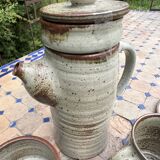 Vintage coffee and tea set in glazed stoneware from Puis potters - 15 pieces