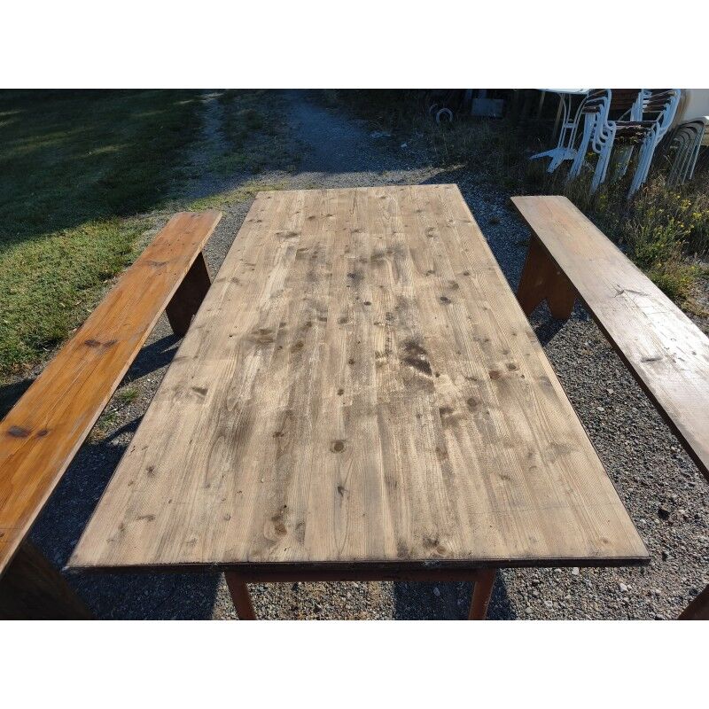 Industrial or communal table with benches