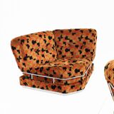 Vintage Italian Modular Sofa orange velvet 1970s