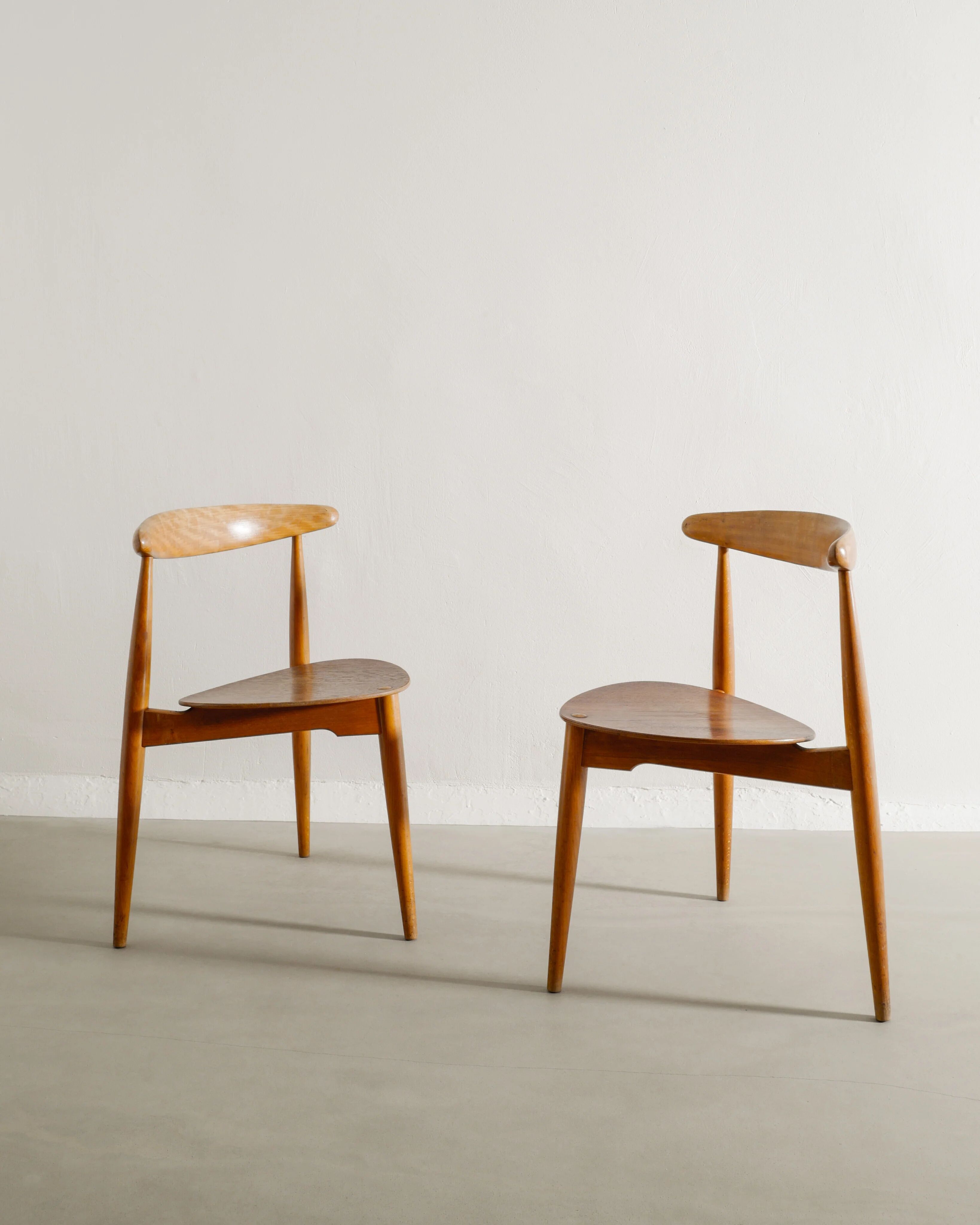 Set of Eight Danish Mid Century Heart Dining Chairs by Hans J Wegner, 1950s
