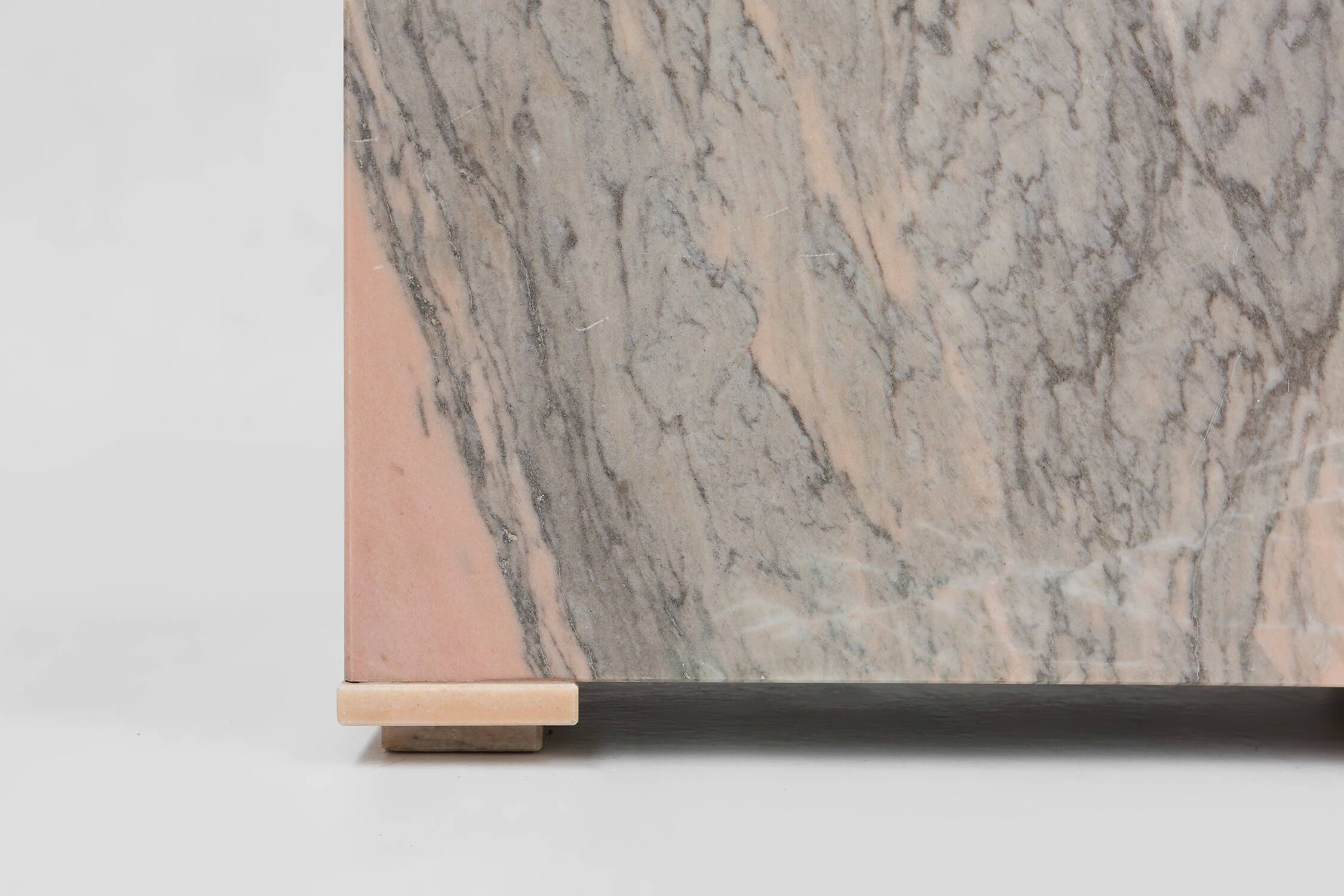 Large marble planter in pink marble, Belgium ca. 1980