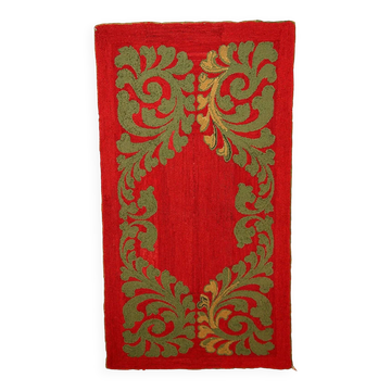 Tapis crocheté américain antique fait main, années 1920