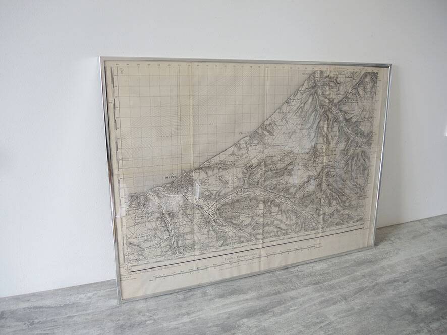 Old Framed General Staff Map: Dieppe