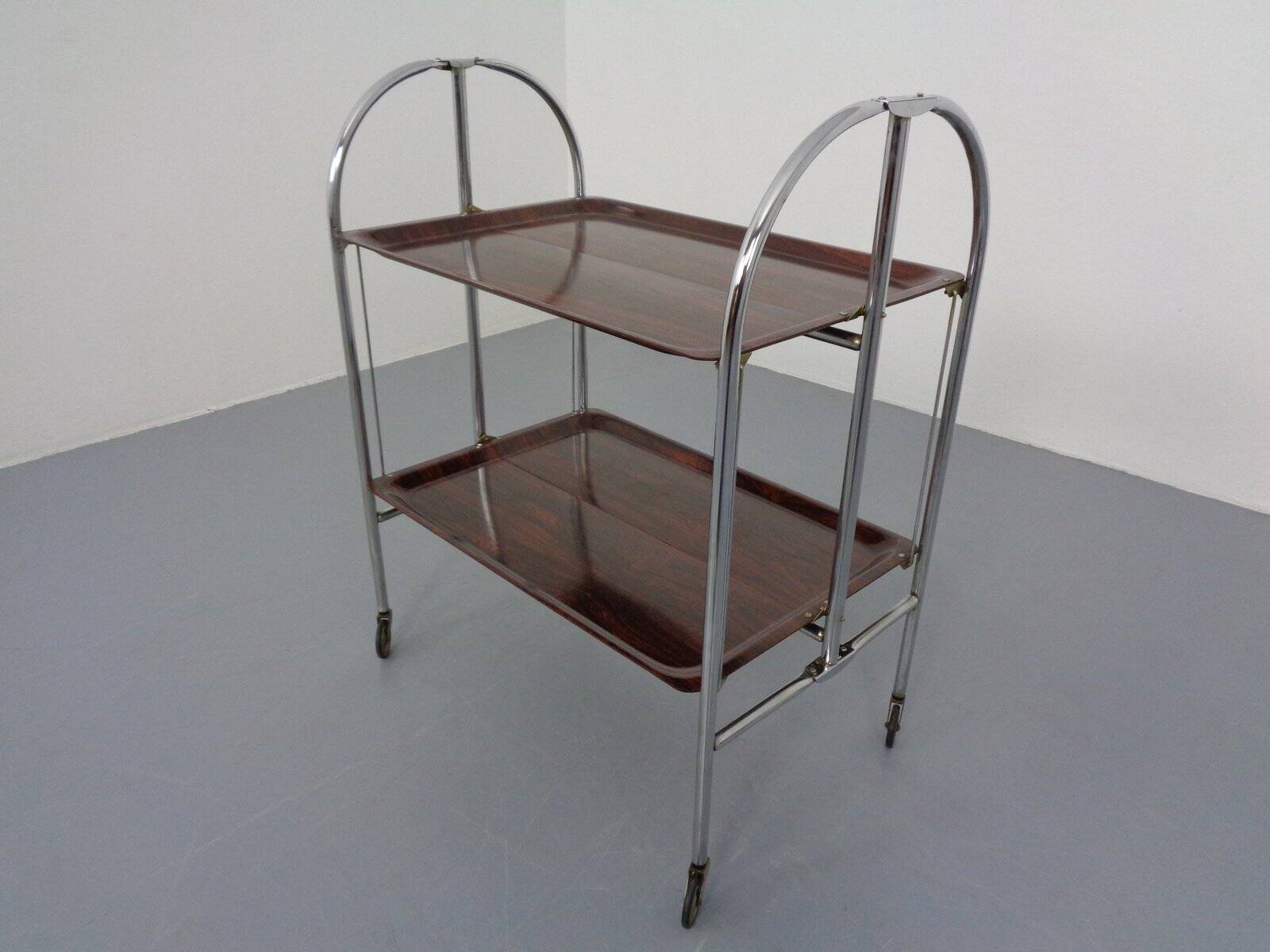 Vintage Optic Rosewood Pressalit Tea Cart, 1970s
