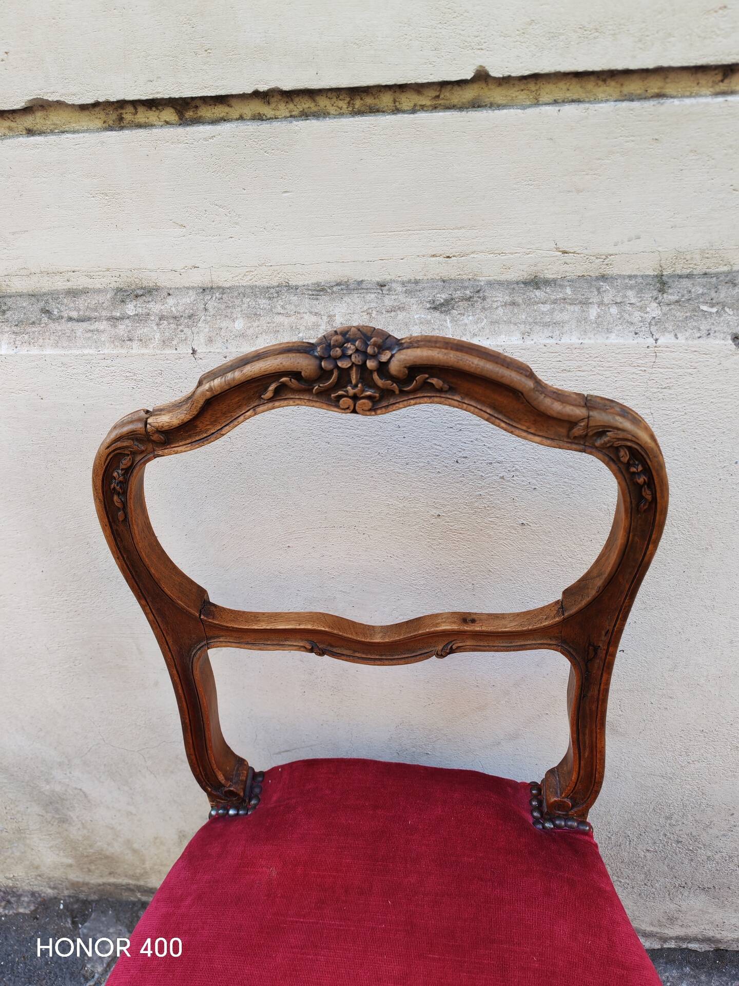 Louis XV style walnut bedroom chair, circa 1900.