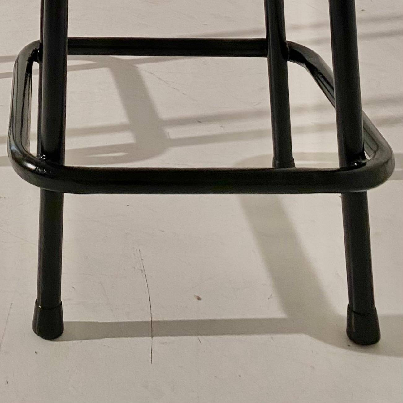 Vintage velvet and iron stools, set of two, Italy 1960s.