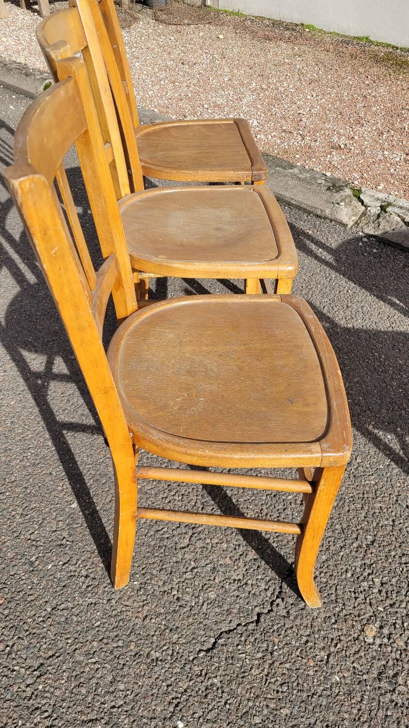 Series of 6 old vintage bistro chairs - 1950s
