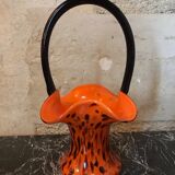 Blown glass basket vase