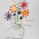Pablo Picasso : Le bouquet de la paix, lithographie signée