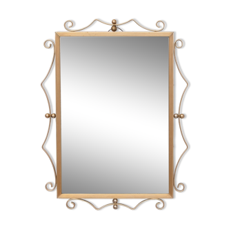 France Elegant Aluminum Wall Mirror 1950s