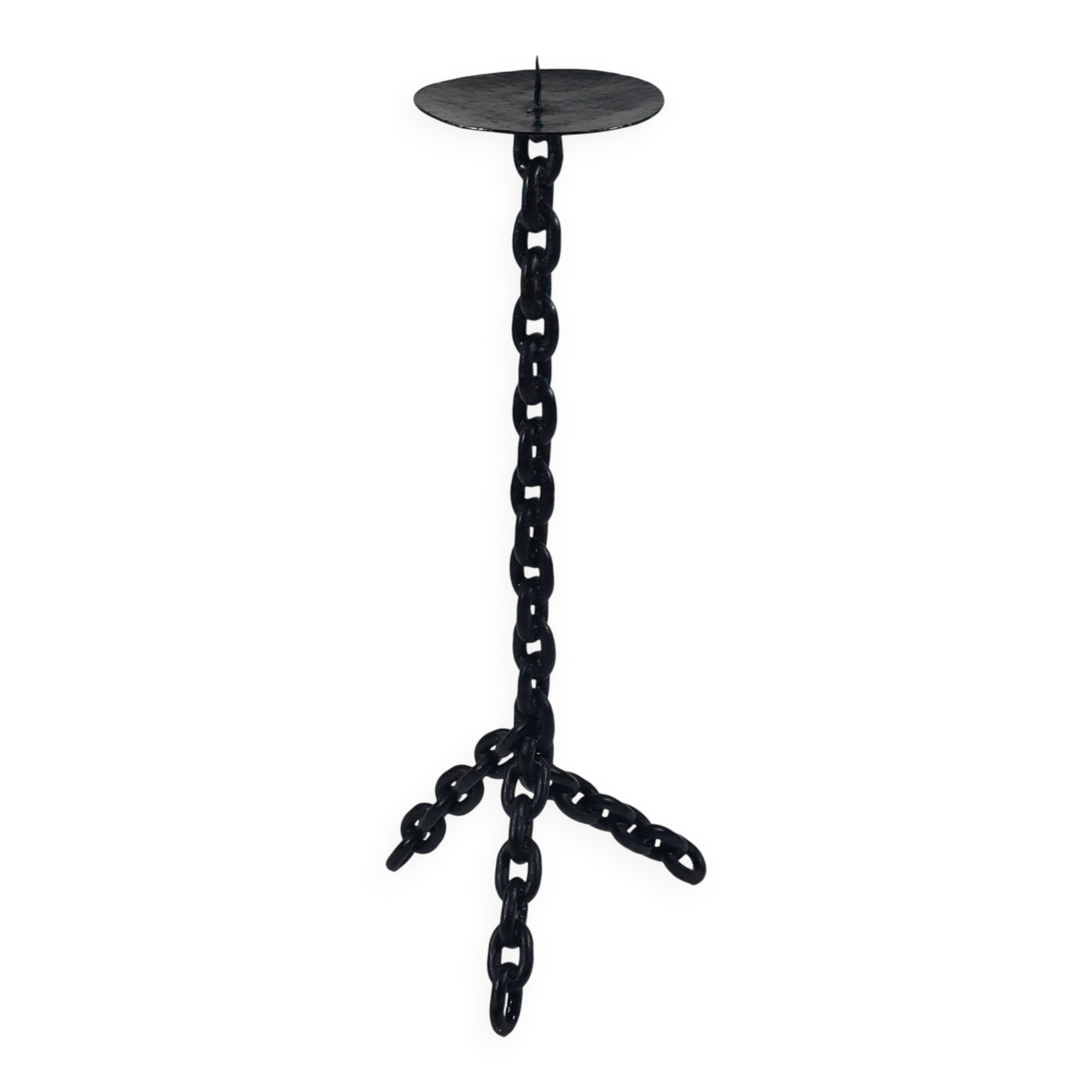 Vintage black brutalist chain floor candlestick