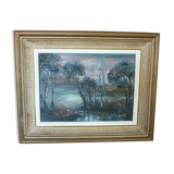 Tableau peinture au couteau intitulée crepuscule